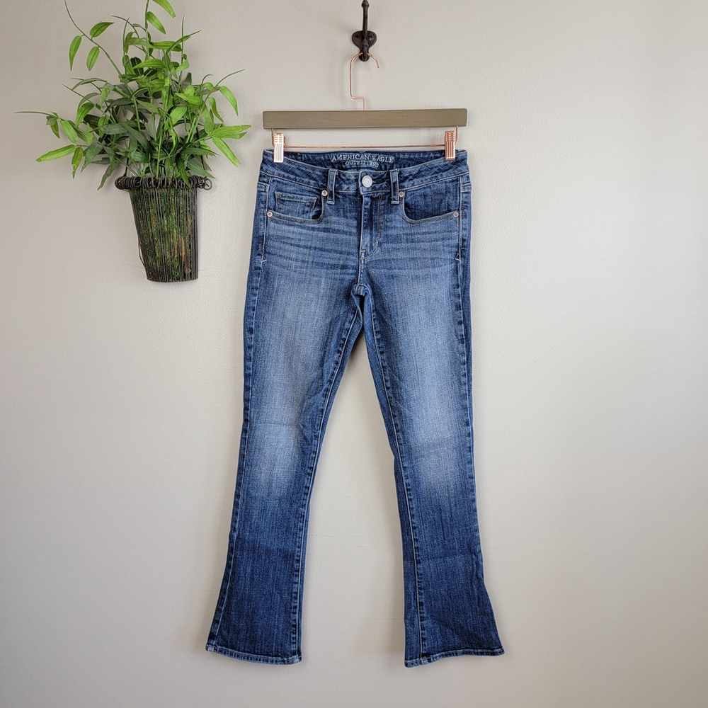 AE 6 American Eagle Bootcut Jeans Kick Boot Medium Wash Low Rise Cowgirl Western